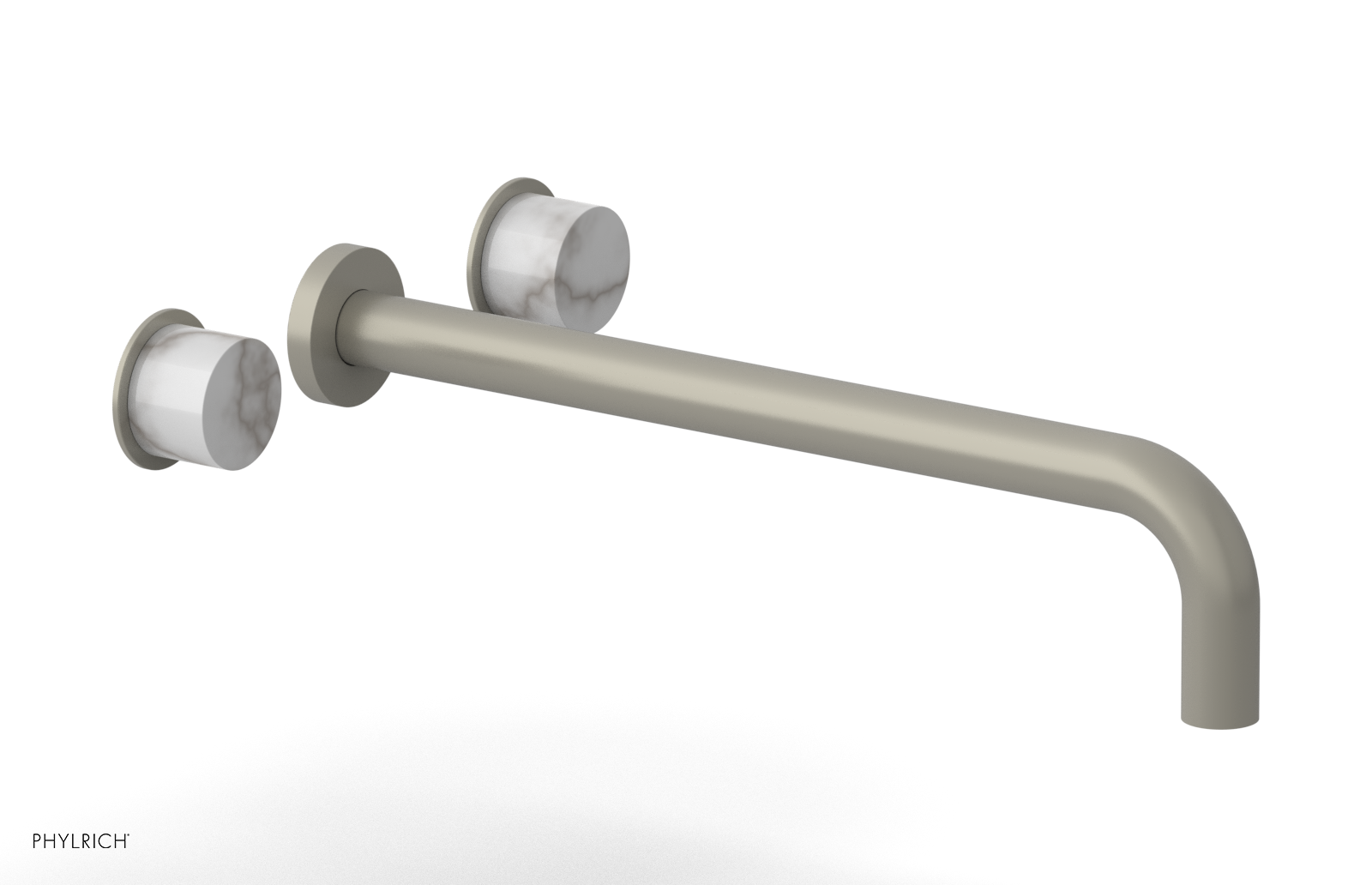 Basic II 14" Wall Lavatory Set - White Marble Handles 230-13-14