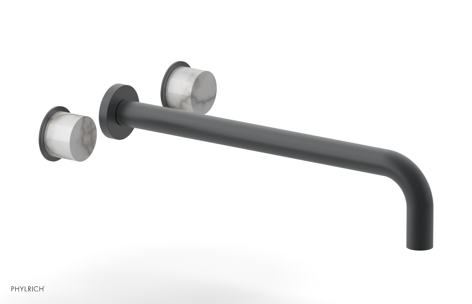 Basic II 14"  Wall Lavatory Set - White Marble Handles 230-13-14 — image 1