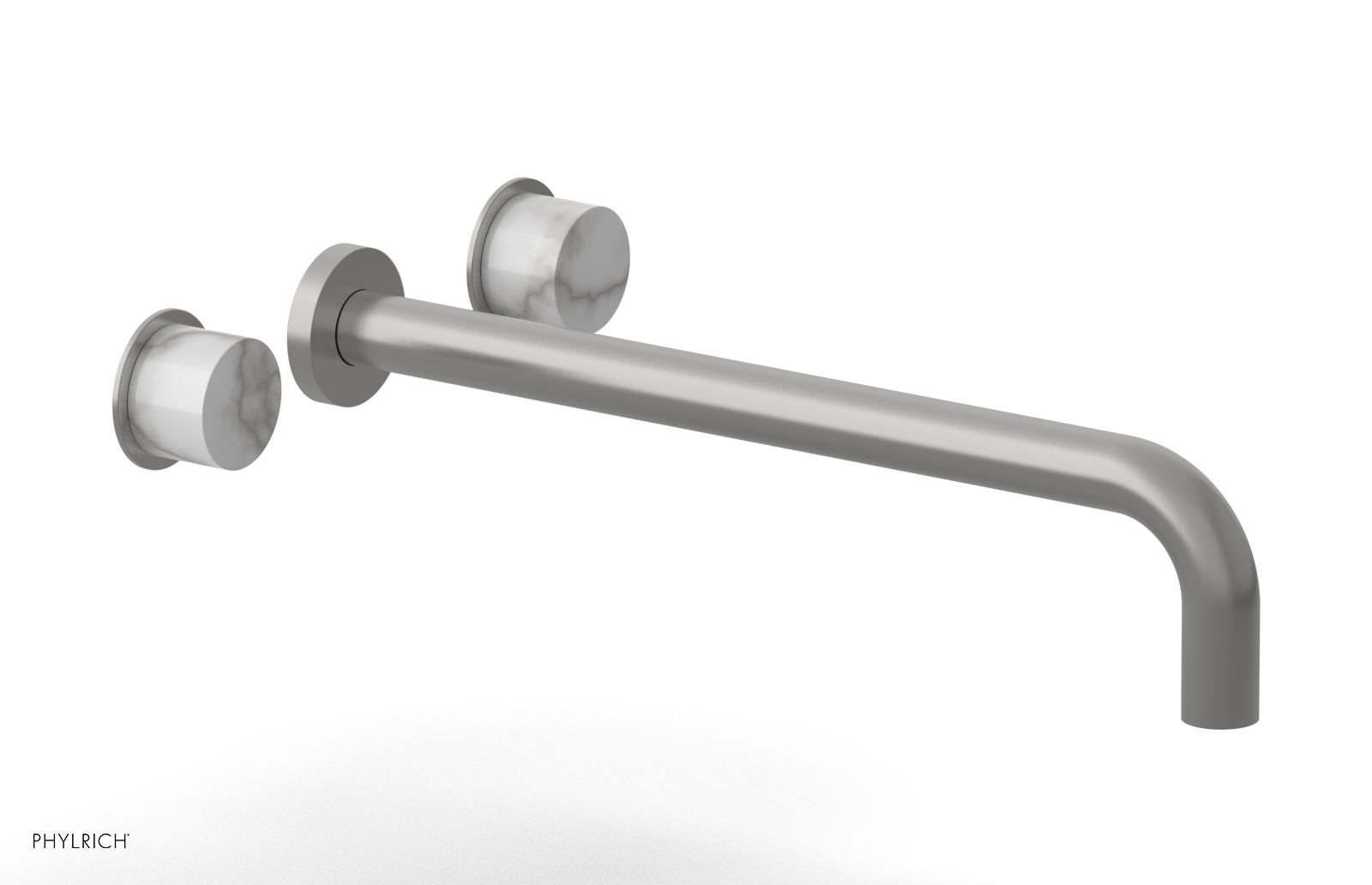 Basic II 14" Wall Lavatory Set - White Marble Handles 230-13-14