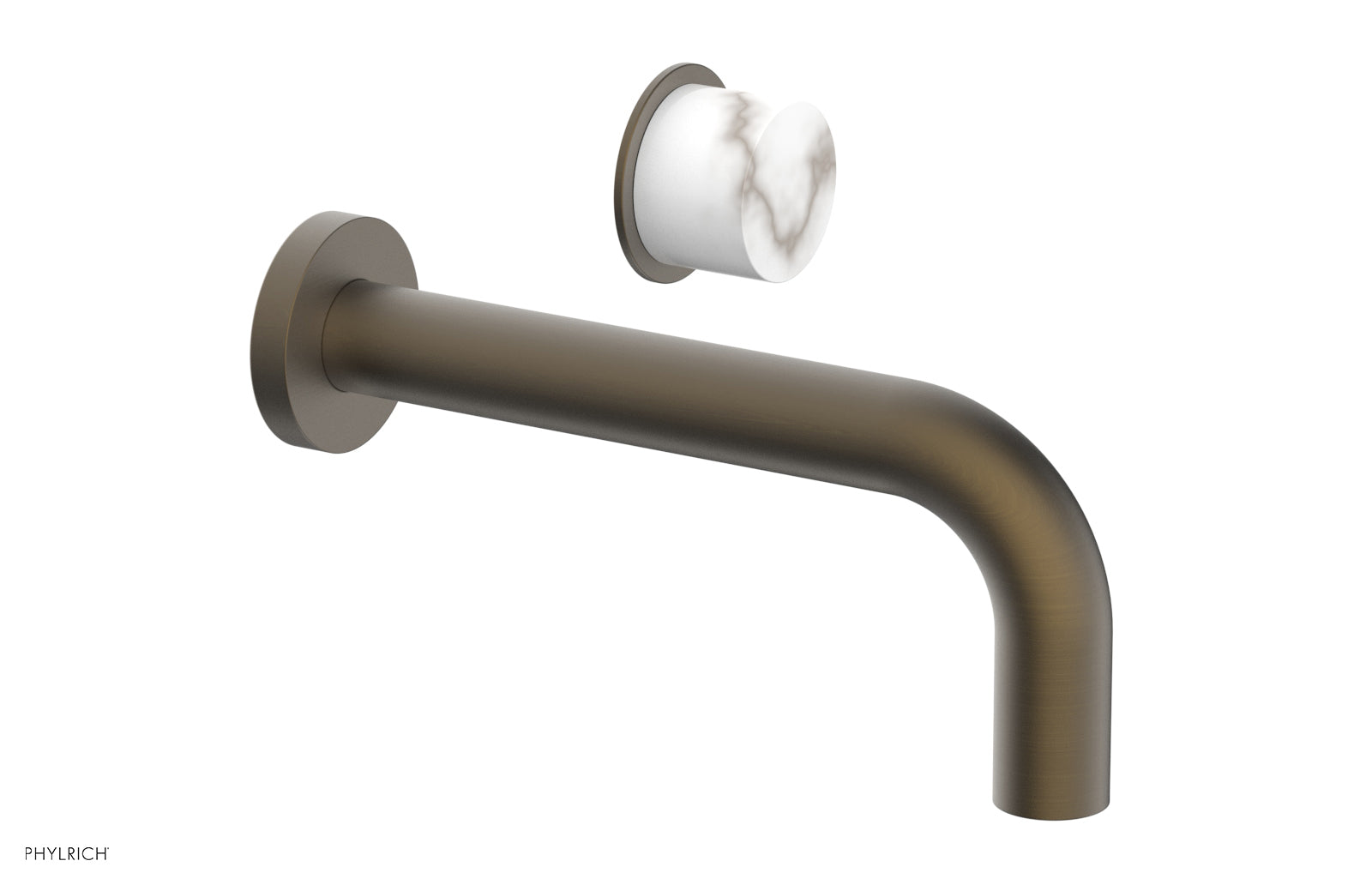 Basic II Single Handle Wall Lavatory Set - White Marble Handle 230-17