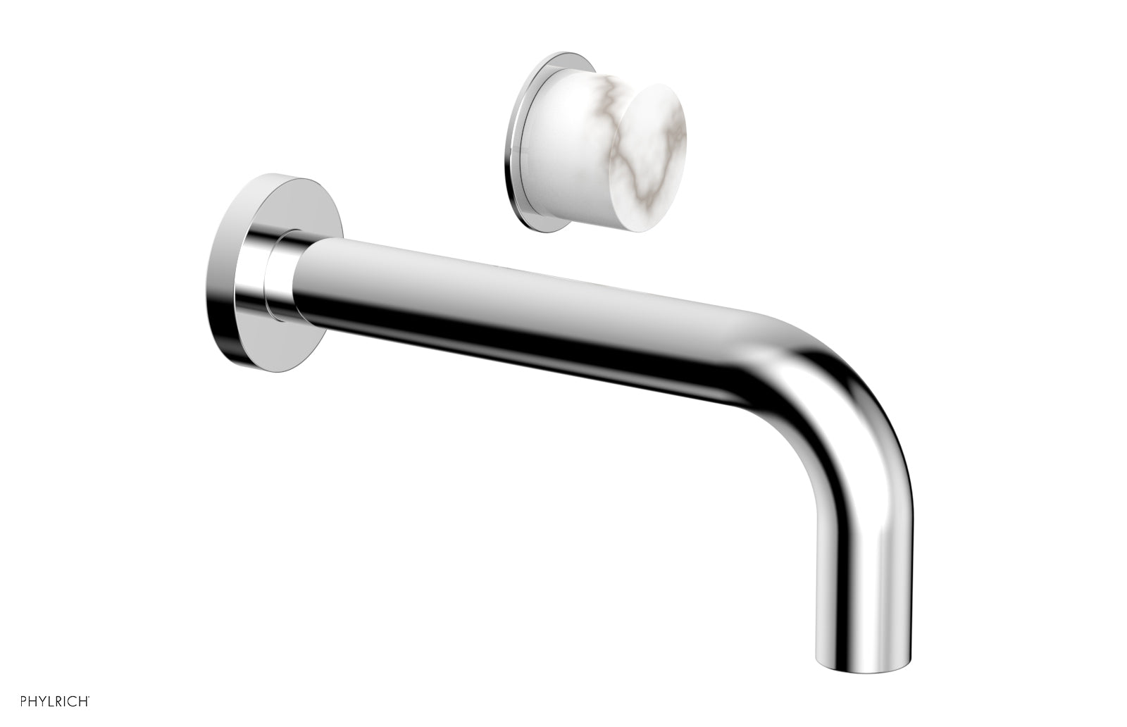 Basic II Single Handle Wall Lavatory Set - White Marble Handle 230-17