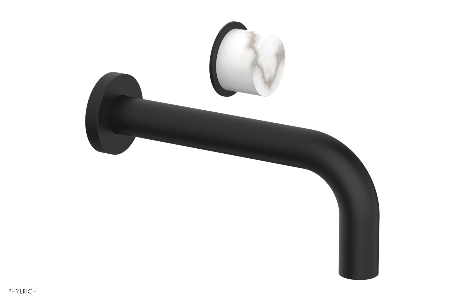 Basic II Single Handle Wall Lavatory Set - White Marble Handle 230-17