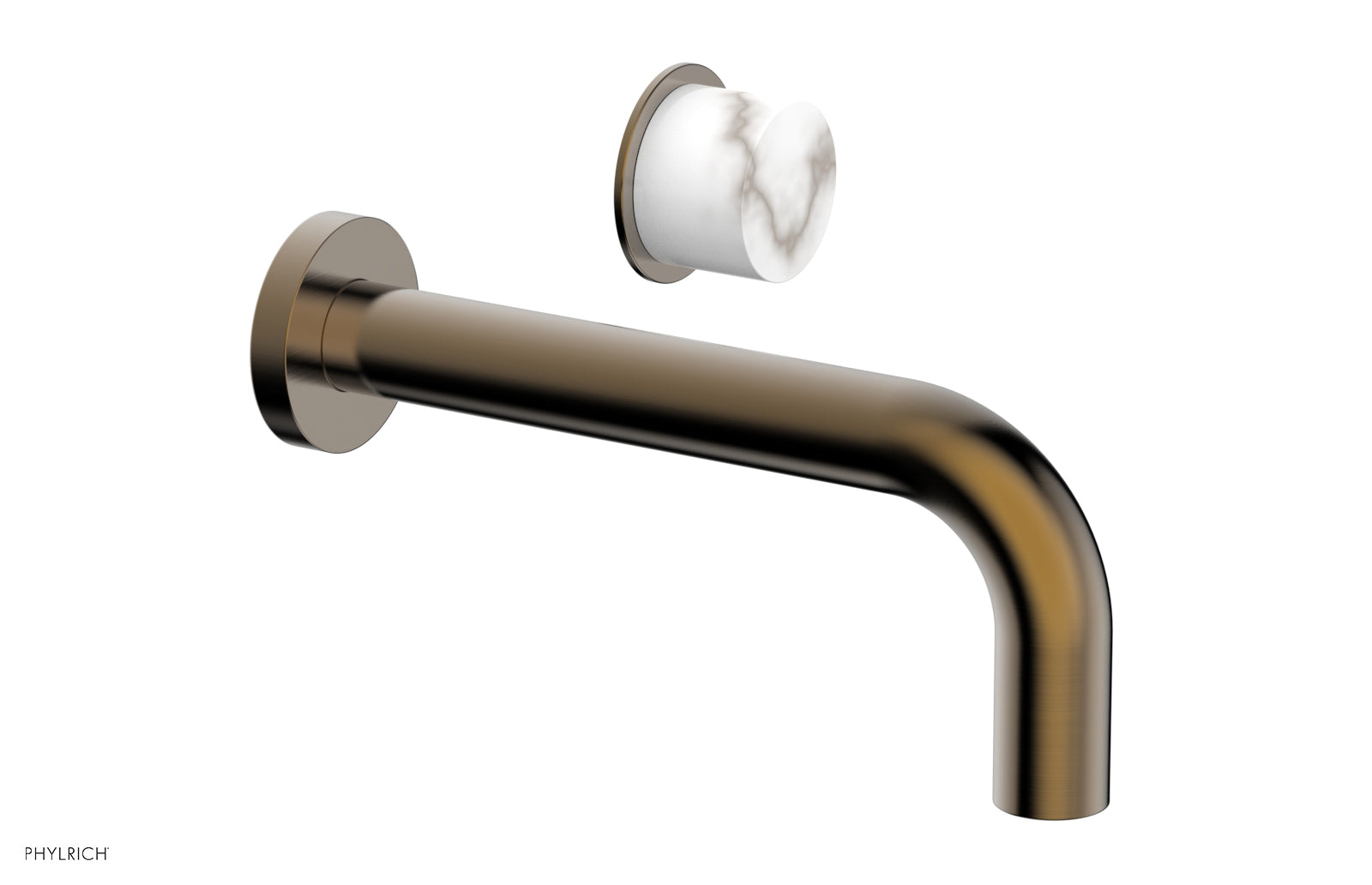 Basic II Single Handle Wall Lavatory Set - White Marble Handle 230-17