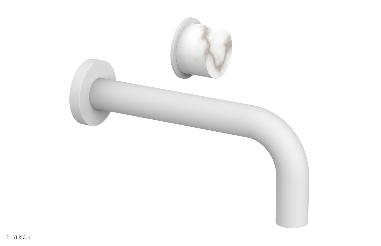 Basic II Single Handle Wall Lavatory Set - White Marble Handle 230-17
