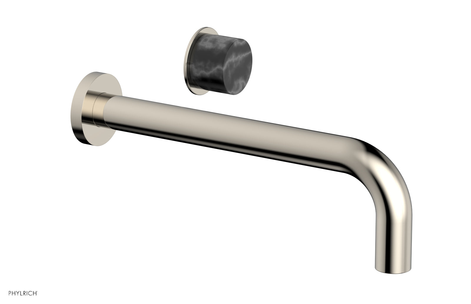 Basic II 10" Single Handle Wall Lavatory Set - Black Marble Handle 230-17-10 — thumbnail 3