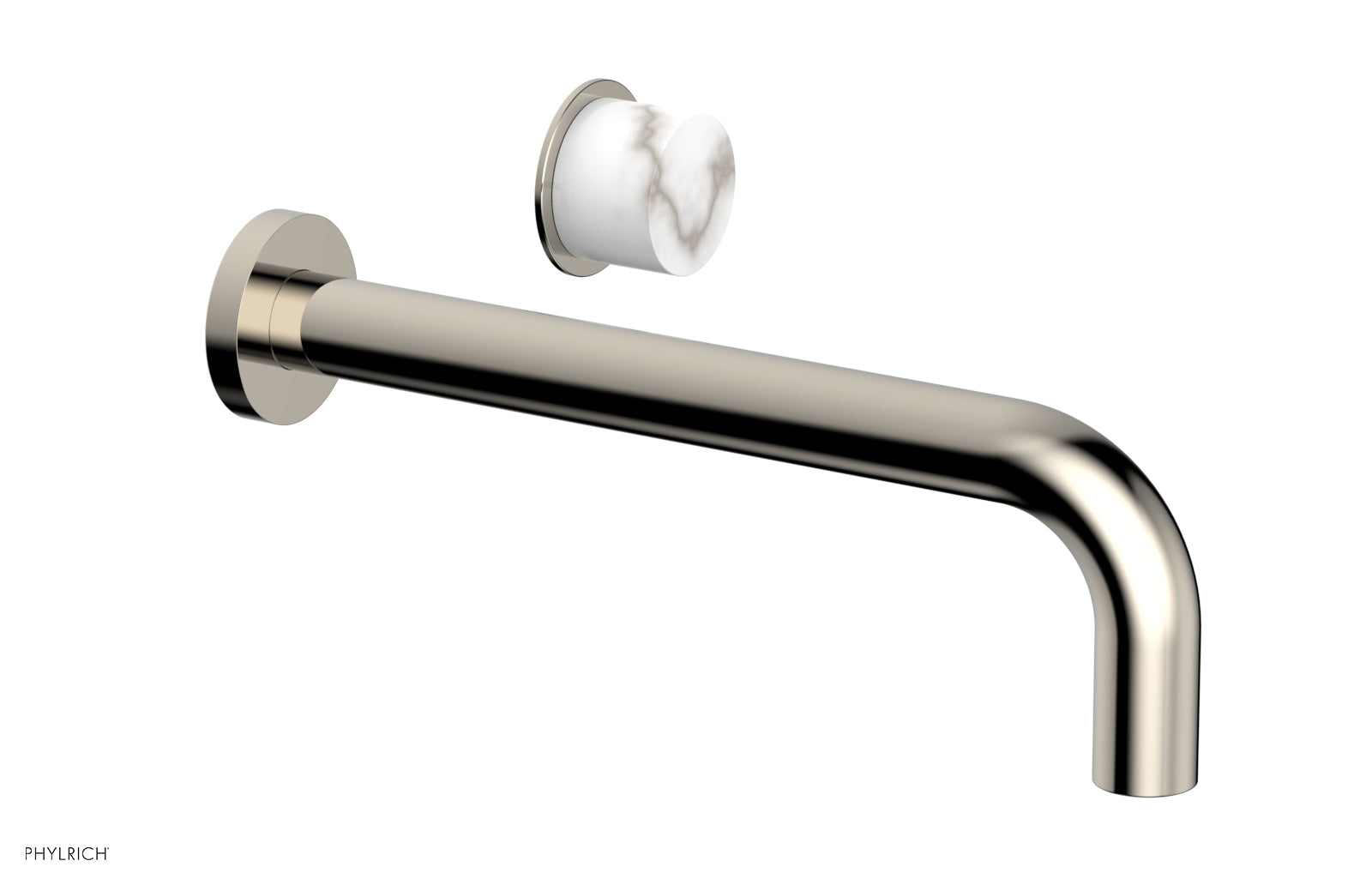 Basic II 10" Single Handle Wall Lavatory Set - White Marble Handle 230-17-10 — thumbnail 3