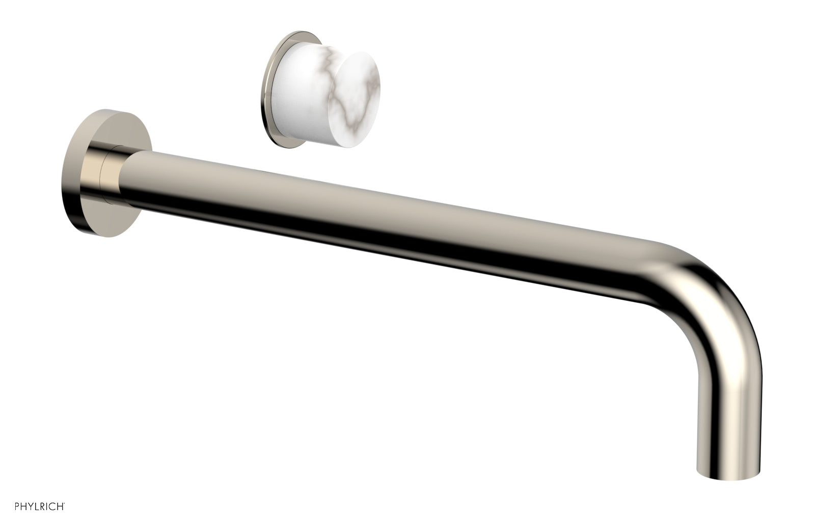 Basic II 12" Single Handle Wall Lavatory Set - White Marble Handle 230-17-12 — image 1