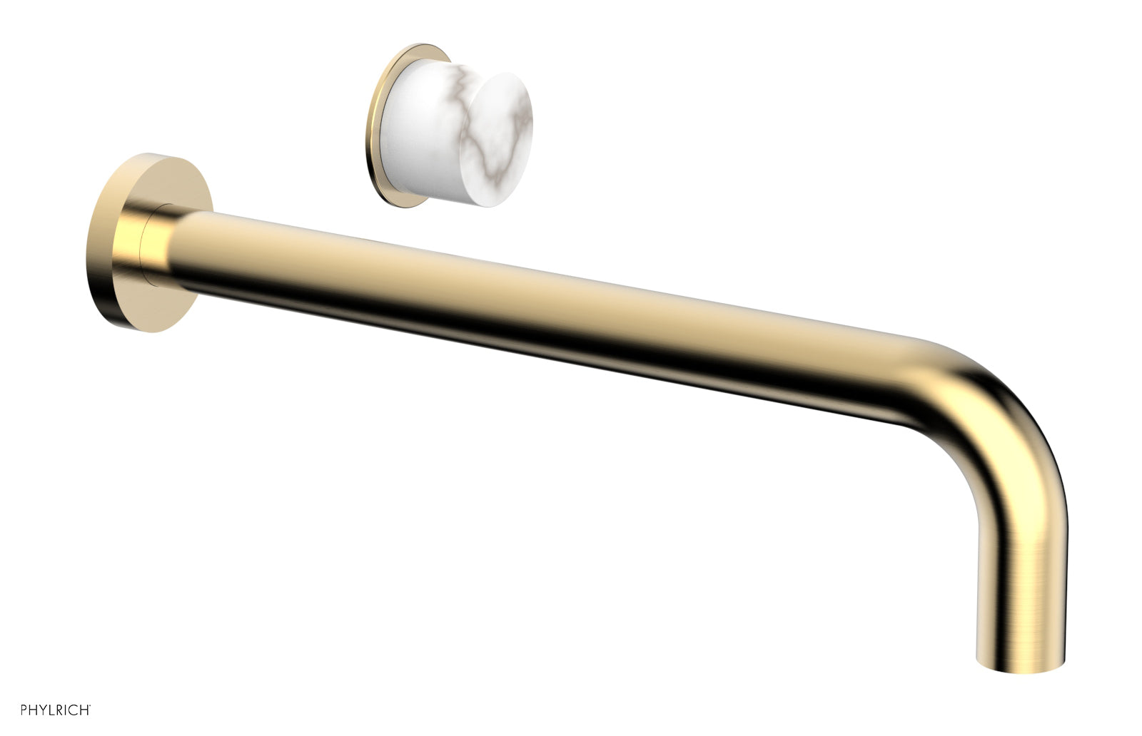 Basic II 12" Single Handle Wall Lavatory Set - White Marble Handle 230-17-12 — thumbnail 2