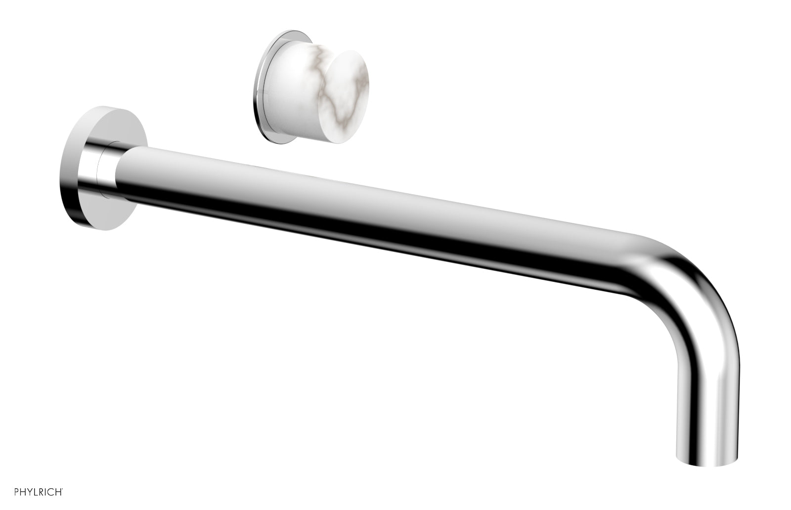 Basic II 12" Single Handle Wall Lavatory Set - White Marble Handle 230-17-12 — image 1