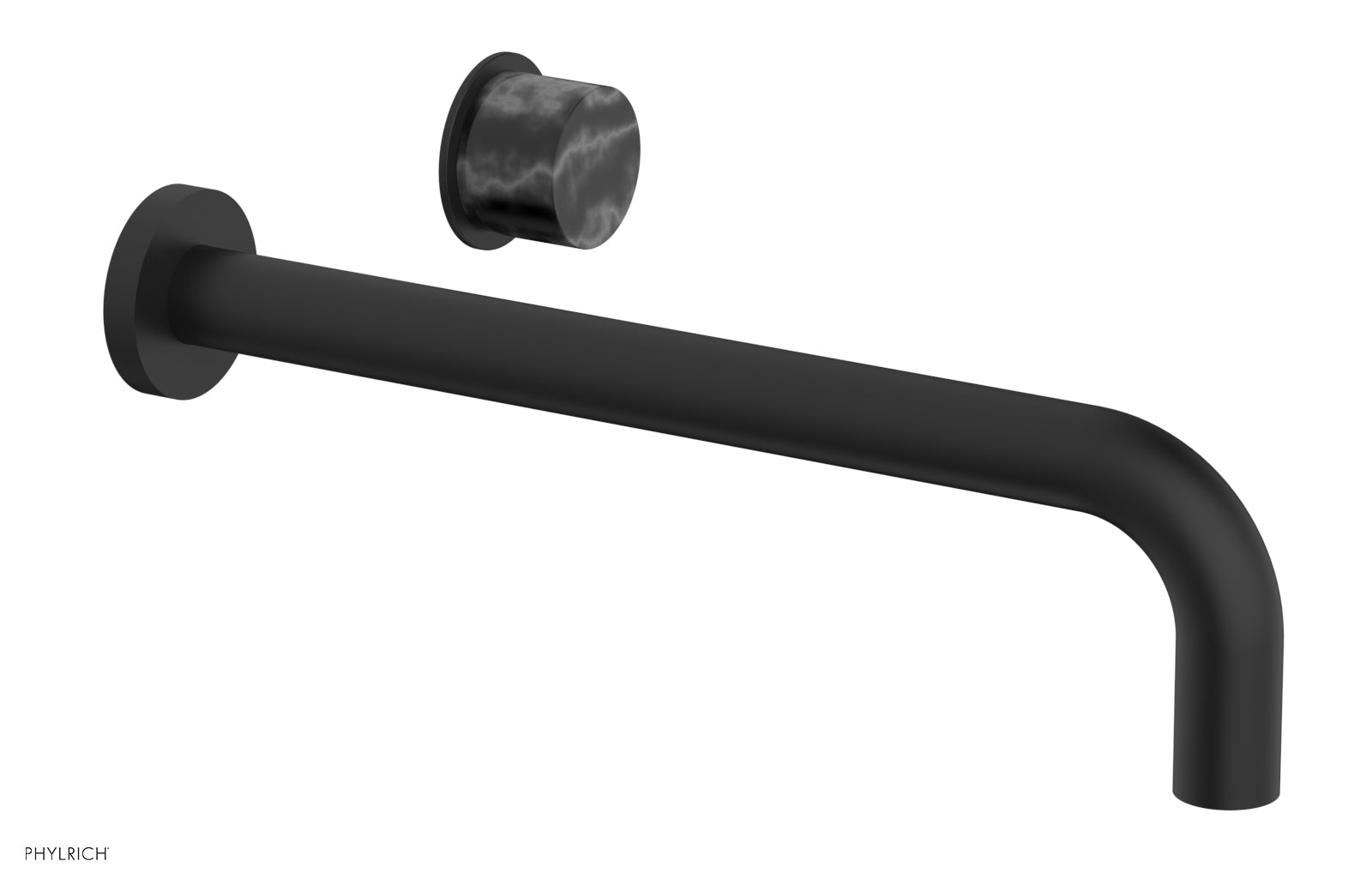 Basic II 12" Single Handle Wall Lavatory Set - Black Marble Handle 230-17-12 — image 1