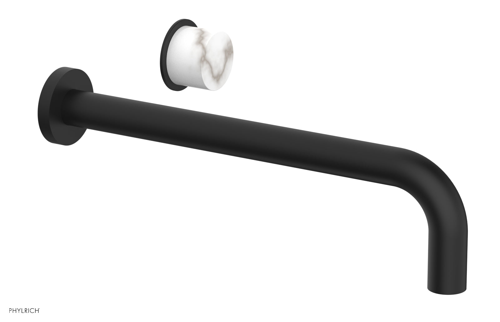 Basic II 12" Single Handle Wall Lavatory Set - White Marble Handle 230-17-12