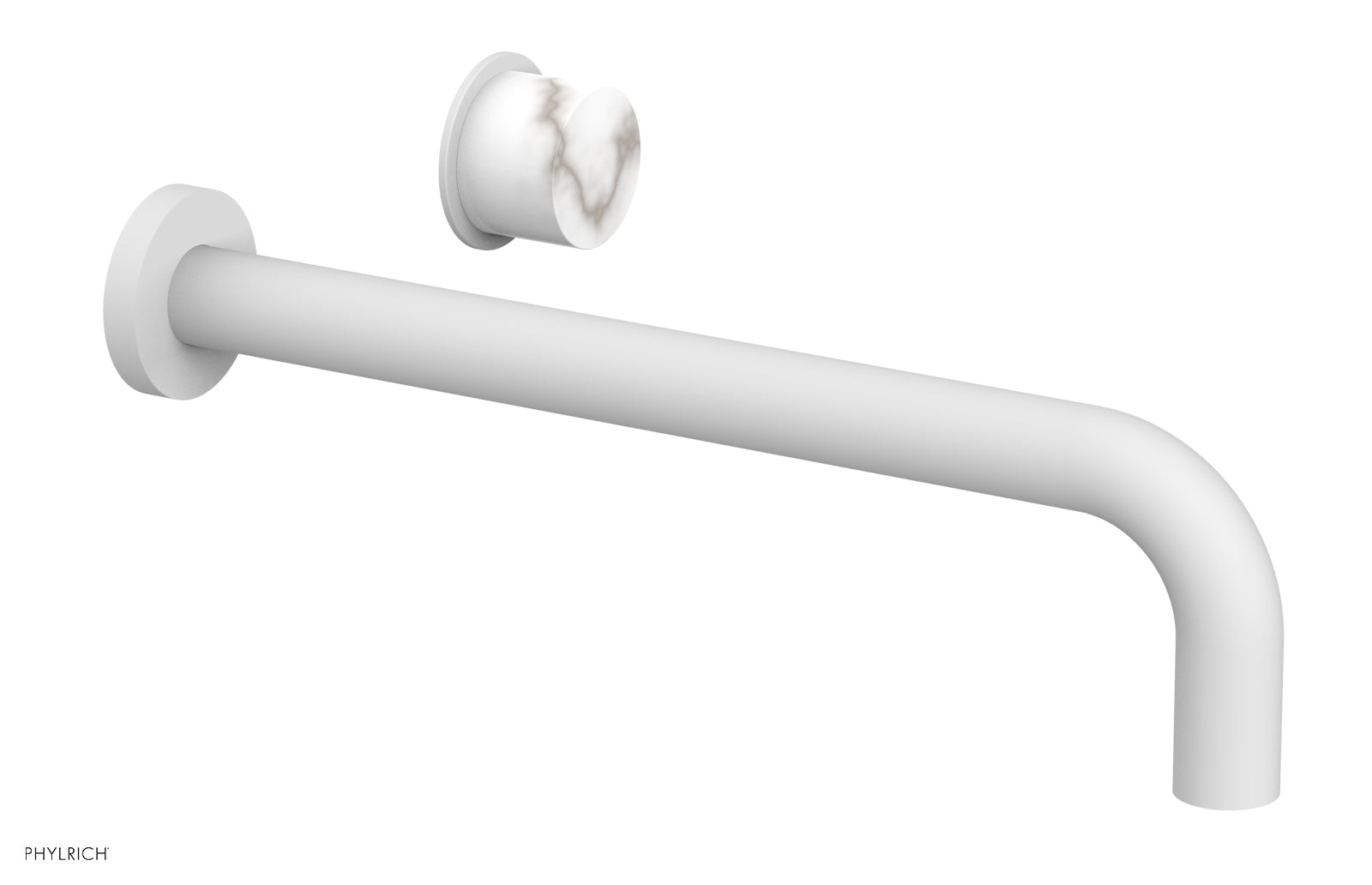 Basic II 12" Single Handle Wall Lavatory Set - White Marble Handle 230-17-12