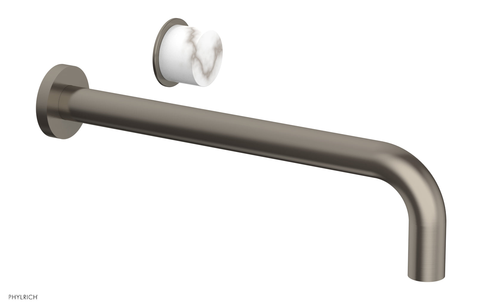 Basic II 12" Single Handle Wall Lavatory Set - White Marble Handle 230-17-12