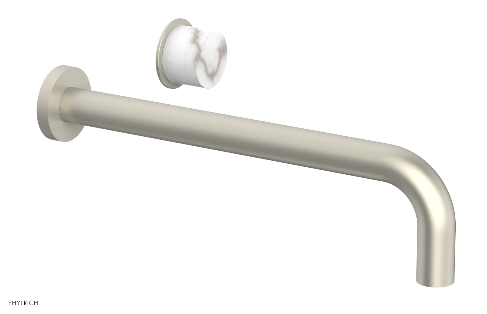 Basic II 12" Single Handle Wall Lavatory Set - White Marble Handle 230-17-12