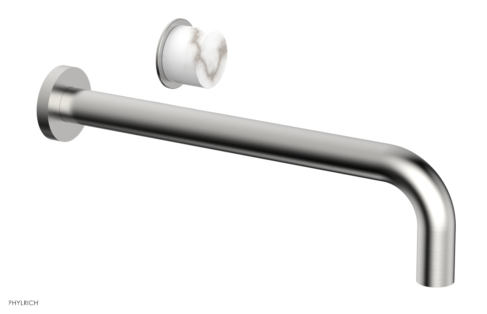 Basic II 12" Single Handle Wall Lavatory Set - White Marble Handle 230-17-12