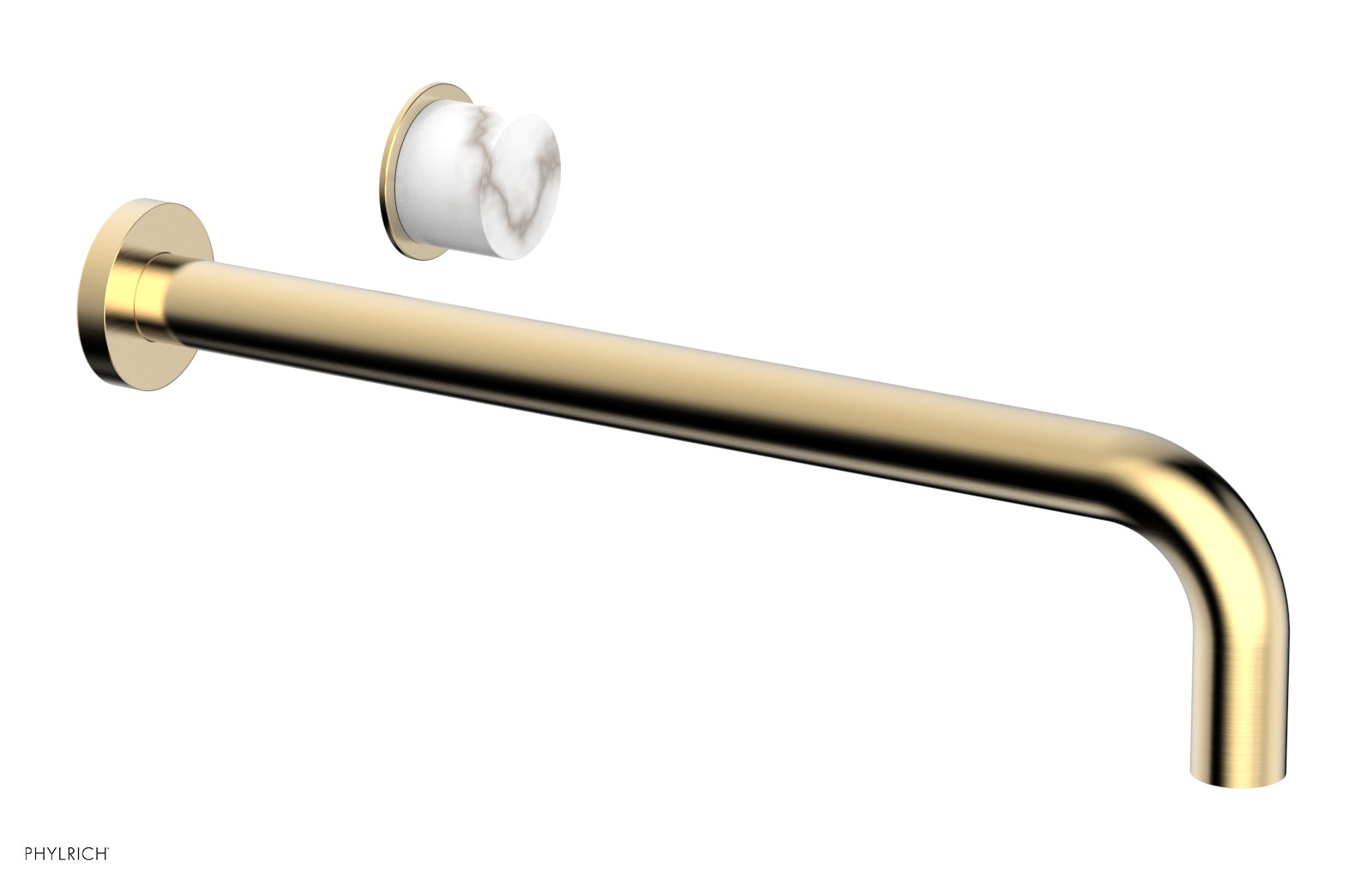 Basic II 14" Single Handle Wall Lavatory Set - White Marble Handle 230-17-14 — thumbnail 2