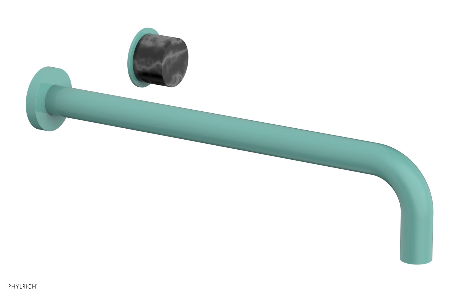 Basic II 14" Single Handle Wall Lavatory Set - Black Marble Handle 230-17-14