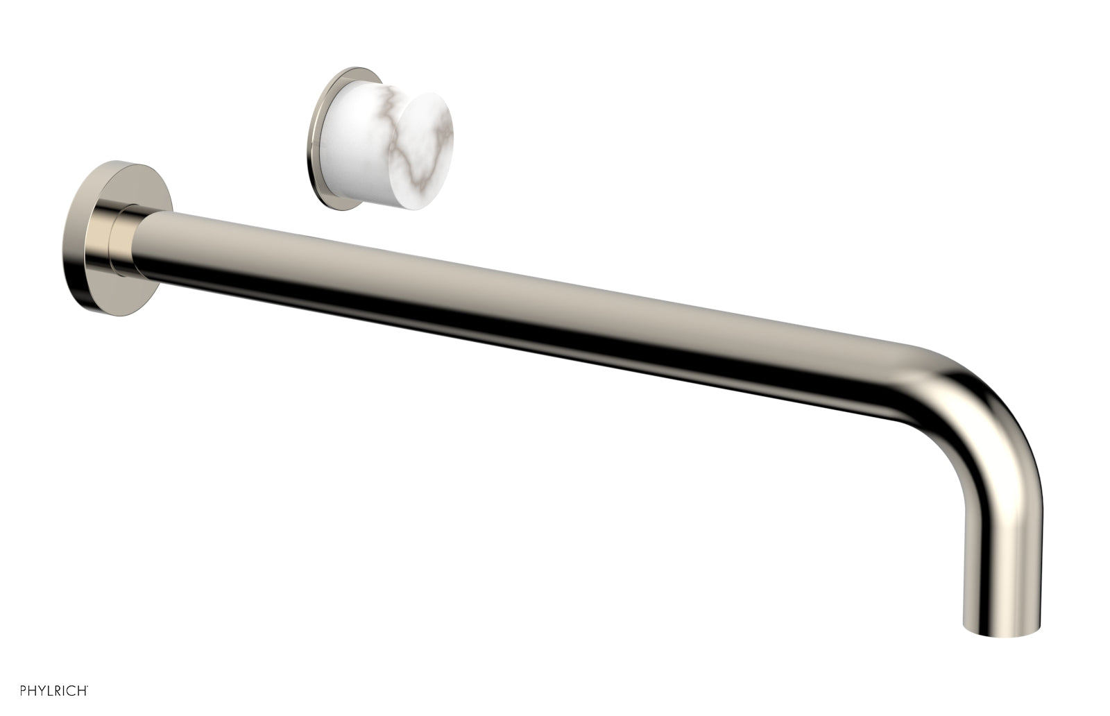 Basic II 14" Single Handle Wall Lavatory Set - White Marble Handle 230-17-14 — thumbnail 3