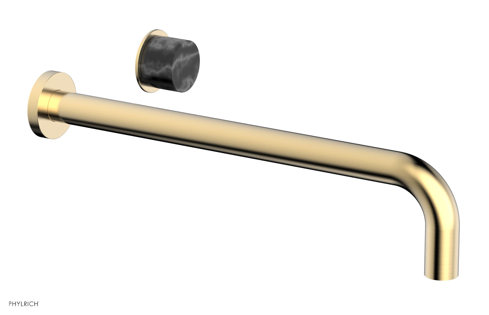 Basic II 14" Single Handle Wall Lavatory Set - Black Marble Handle 230-17-14 — thumbnail 2