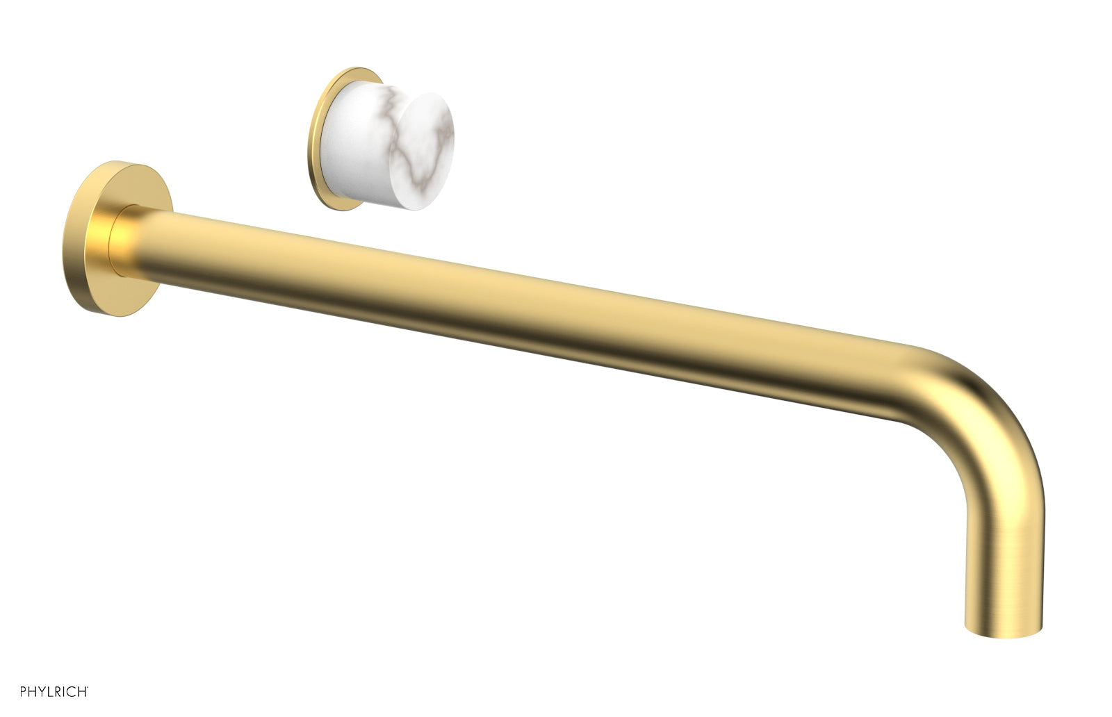 Basic II 14" Single Handle Wall Lavatory Set - White Marble Handle 230-17-14