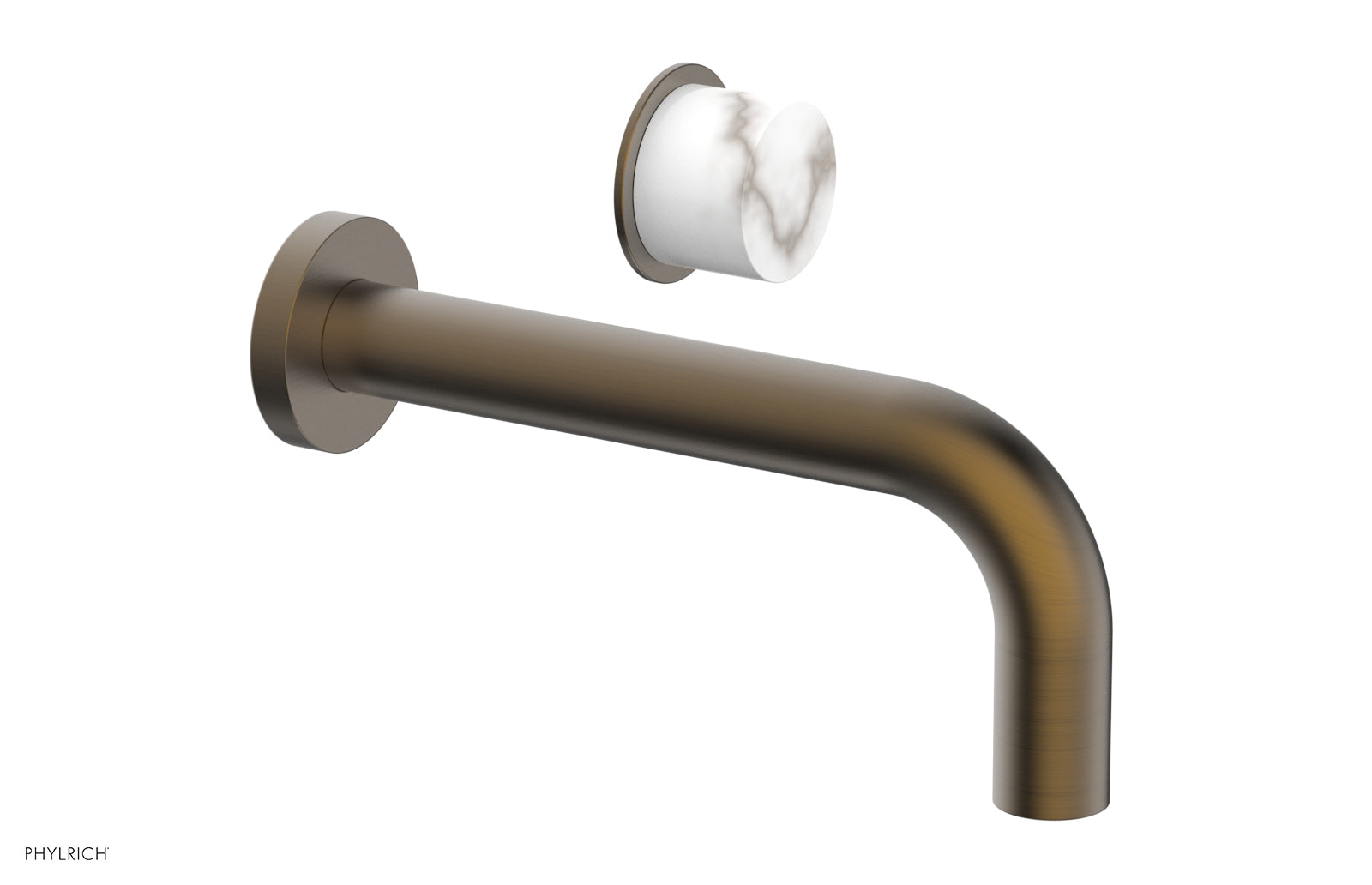 Basic II Single Handle Wall Lavatory Set - White Marble Handle 230-17