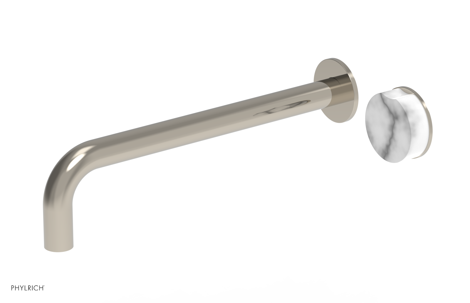 CIRC - 12" Single Handle Wall Lavatory Set - White Marble Handle 250-17-12 — thumbnail 2