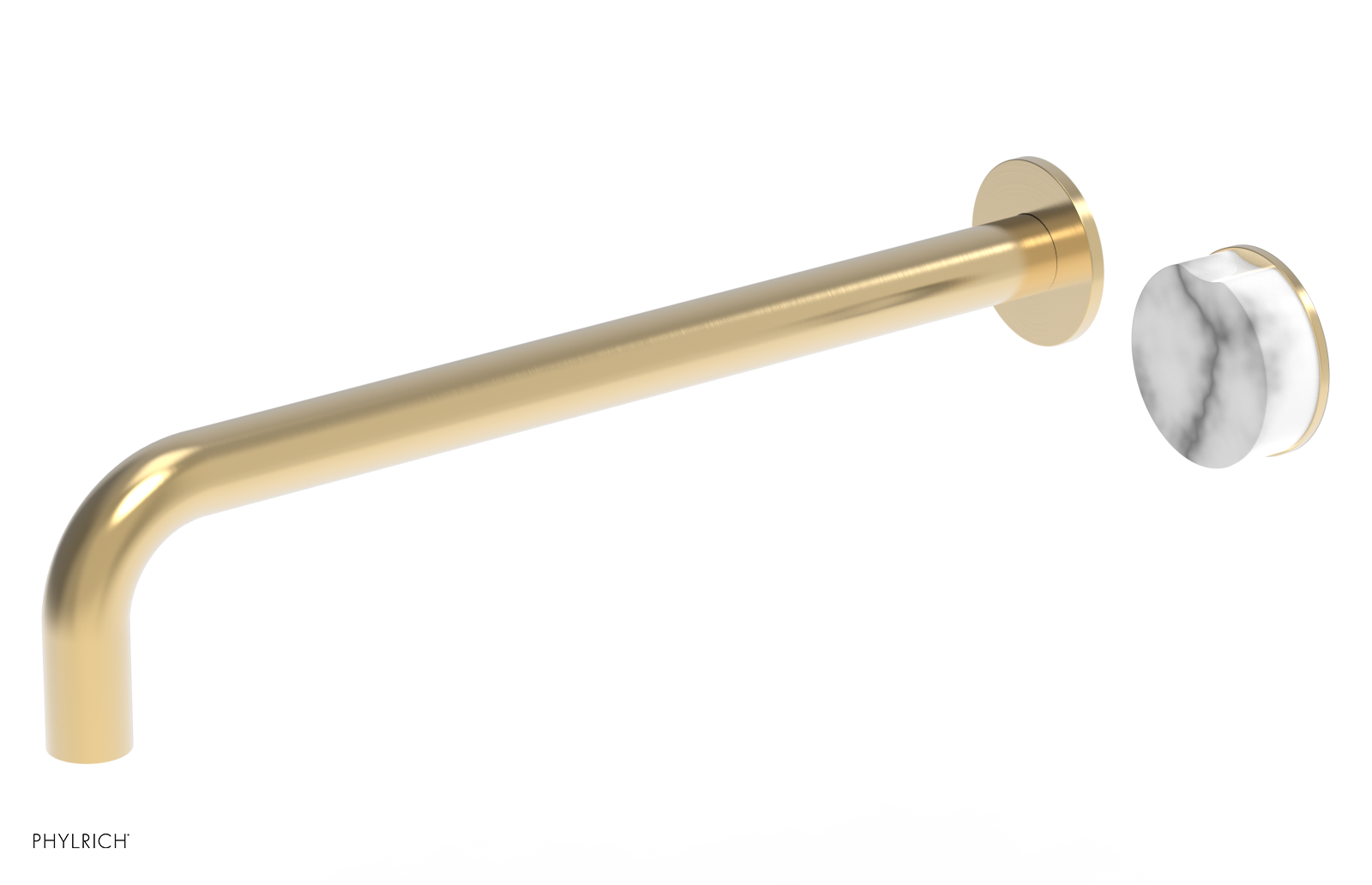 CIRC - 14" Single Handle Wall Lavatory Set - White Marble Handle 250-17-14 — thumbnail 2