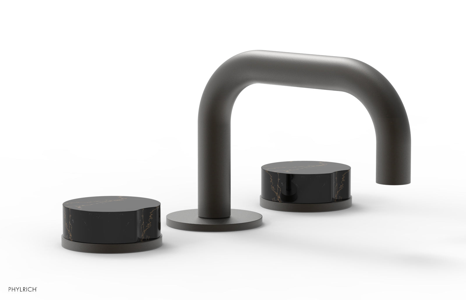 CIRC - Widespread Faucet - Low Spout, Marble Handles 250L-03 — image 1