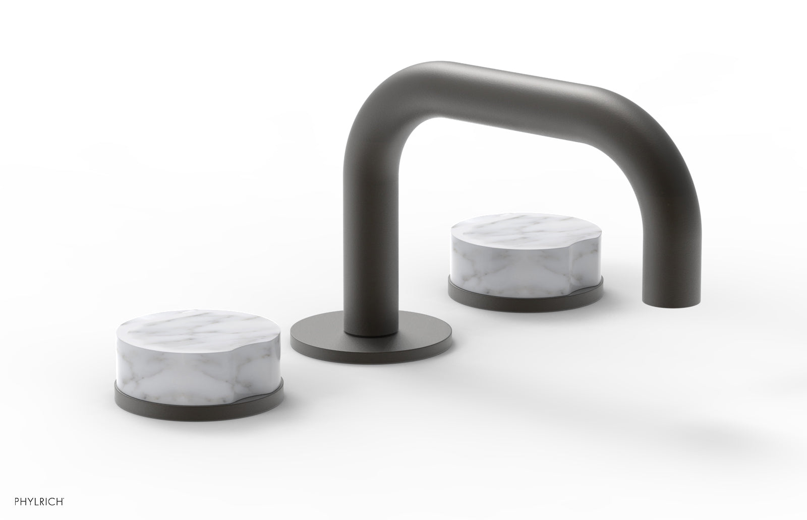 CIRC - Widespread Faucet - Low Spout, Marble Handles 250L-03 — image 1