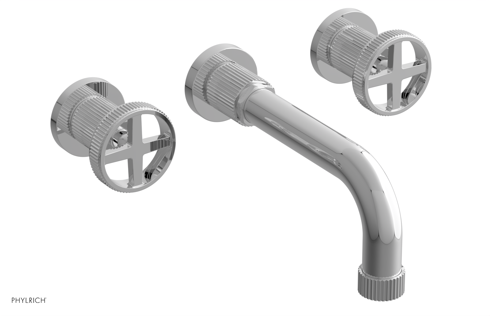 DUSTRIE Wall Lavatory Set - 7 5/8" Spout - Cross Handle - Grooved 370-11 — thumbnail 2