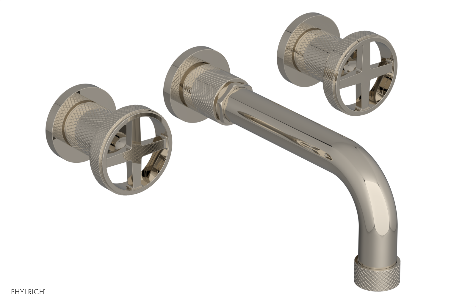 DUSTRIE Wall Lavatory Set - 7 5/8" Spout - Cross Handle - Knurled 371-11 — thumbnail 2