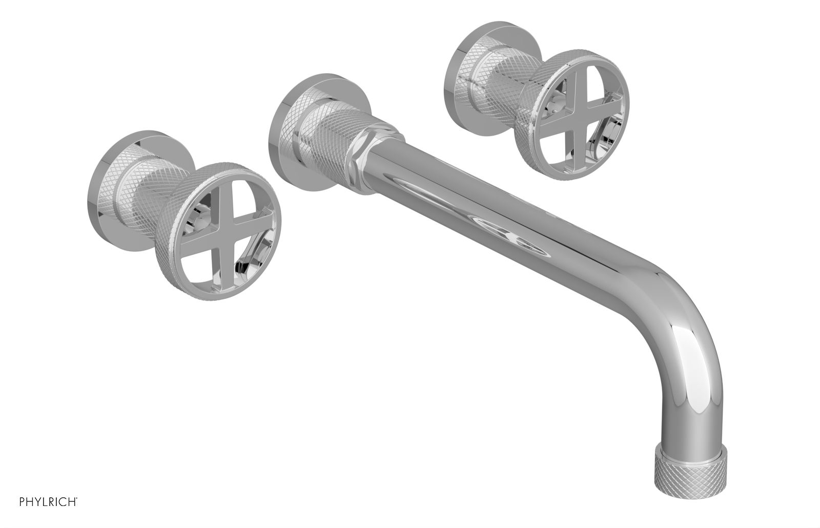 DUSTRIE Wall Lavatory Set - 10" Spout - Cross Handle - Knurled 371-11-10 — thumbnail 2