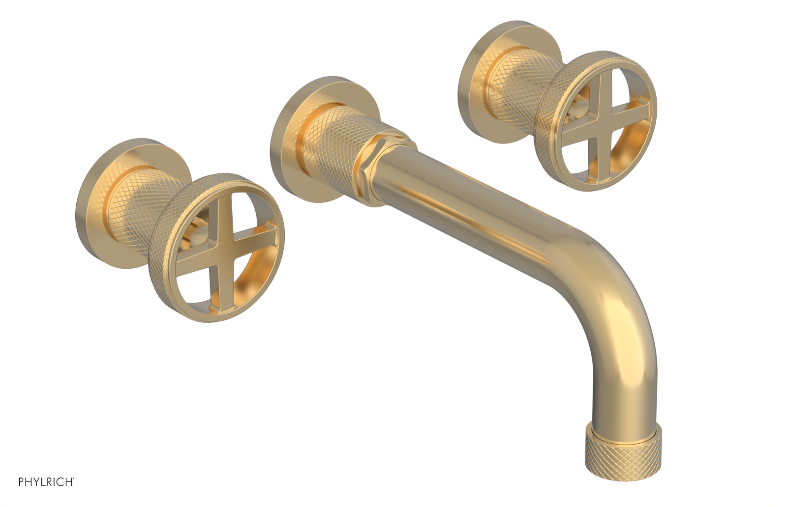 DUSTRIE Wall Lavatory Set - 7 5/8" Spout - Cross Handle - Knurled 371-11 — image 1