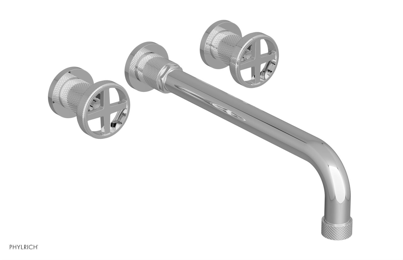 DUSTRIE Wall Lavatory Set - 12" Spout - Cross Handle - Knurled 371-11-12 — thumbnail 2