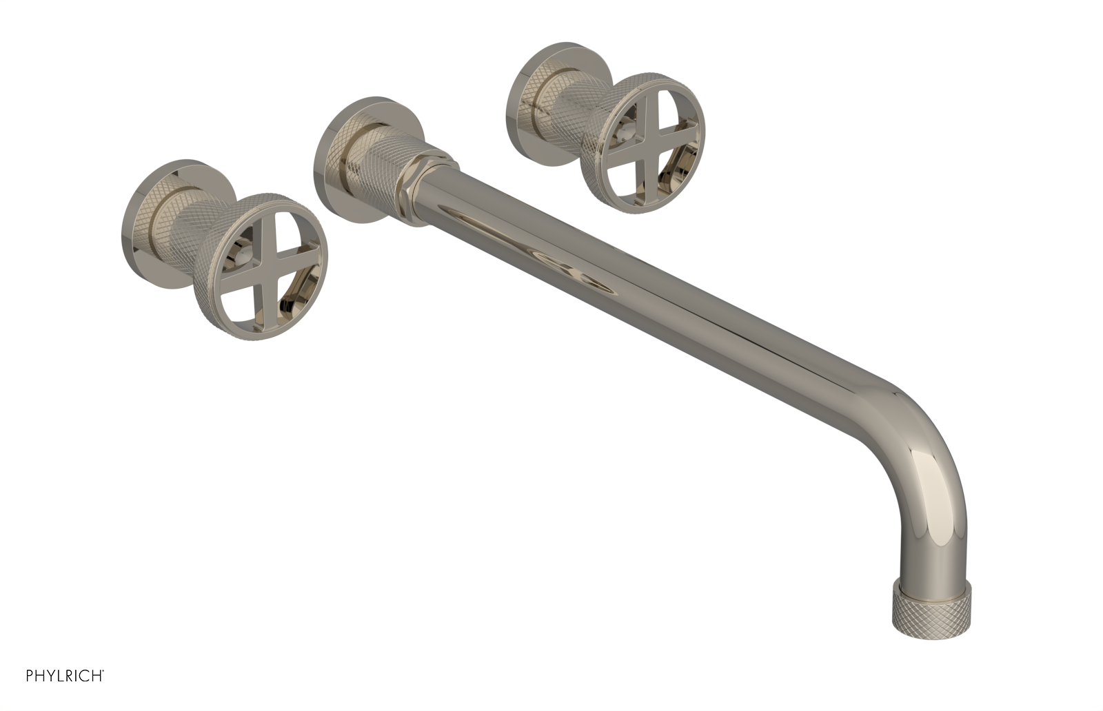 DUSTRIE Wall Lavatory Set - 14" Spout - Cross Handle - Knurled 371-11-14 — thumbnail 3