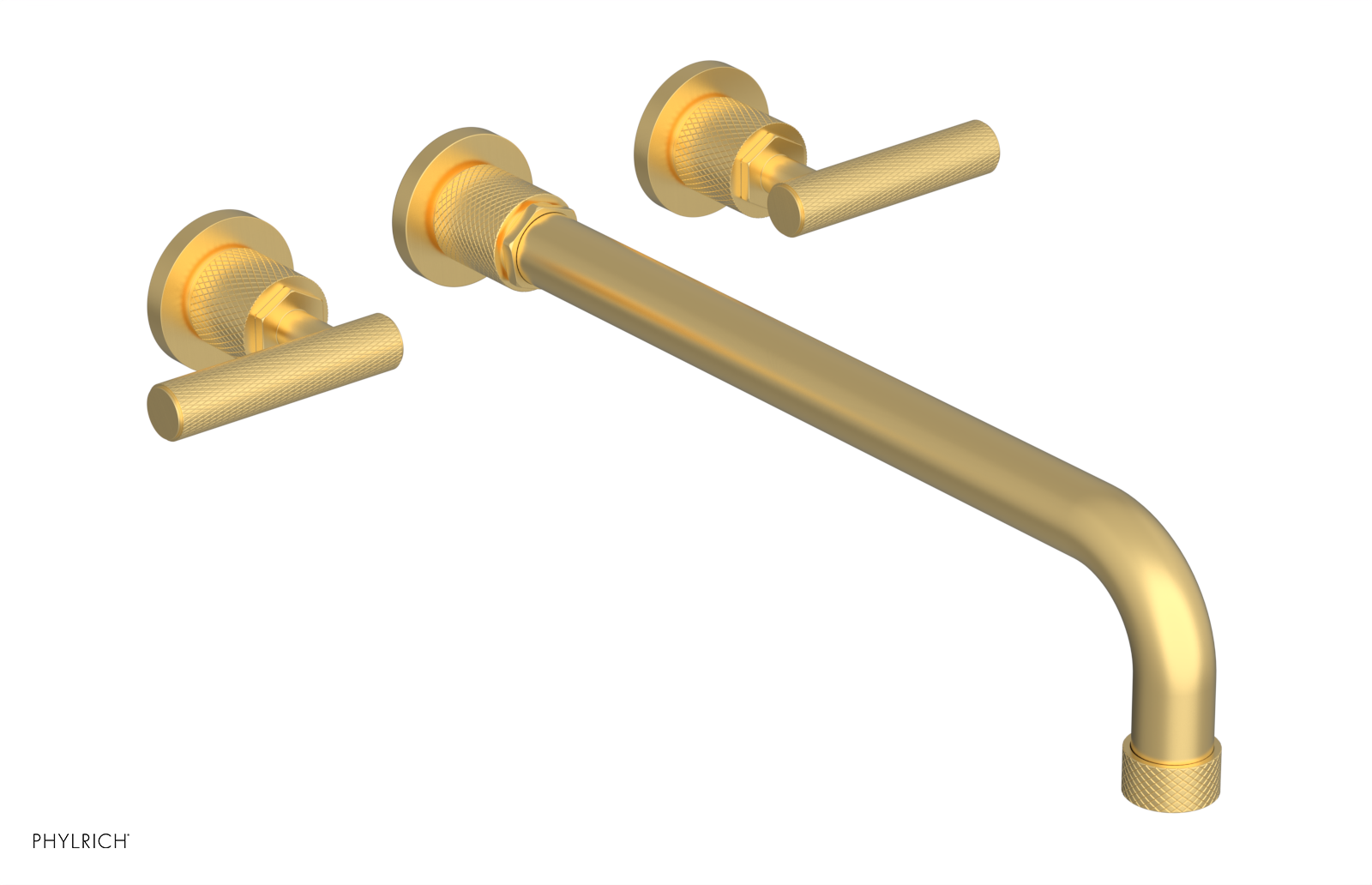 DUSTRIE Wall Lavatory Set - 14" Spout - Lever Handle - Knurled 371-12-14 — image 1