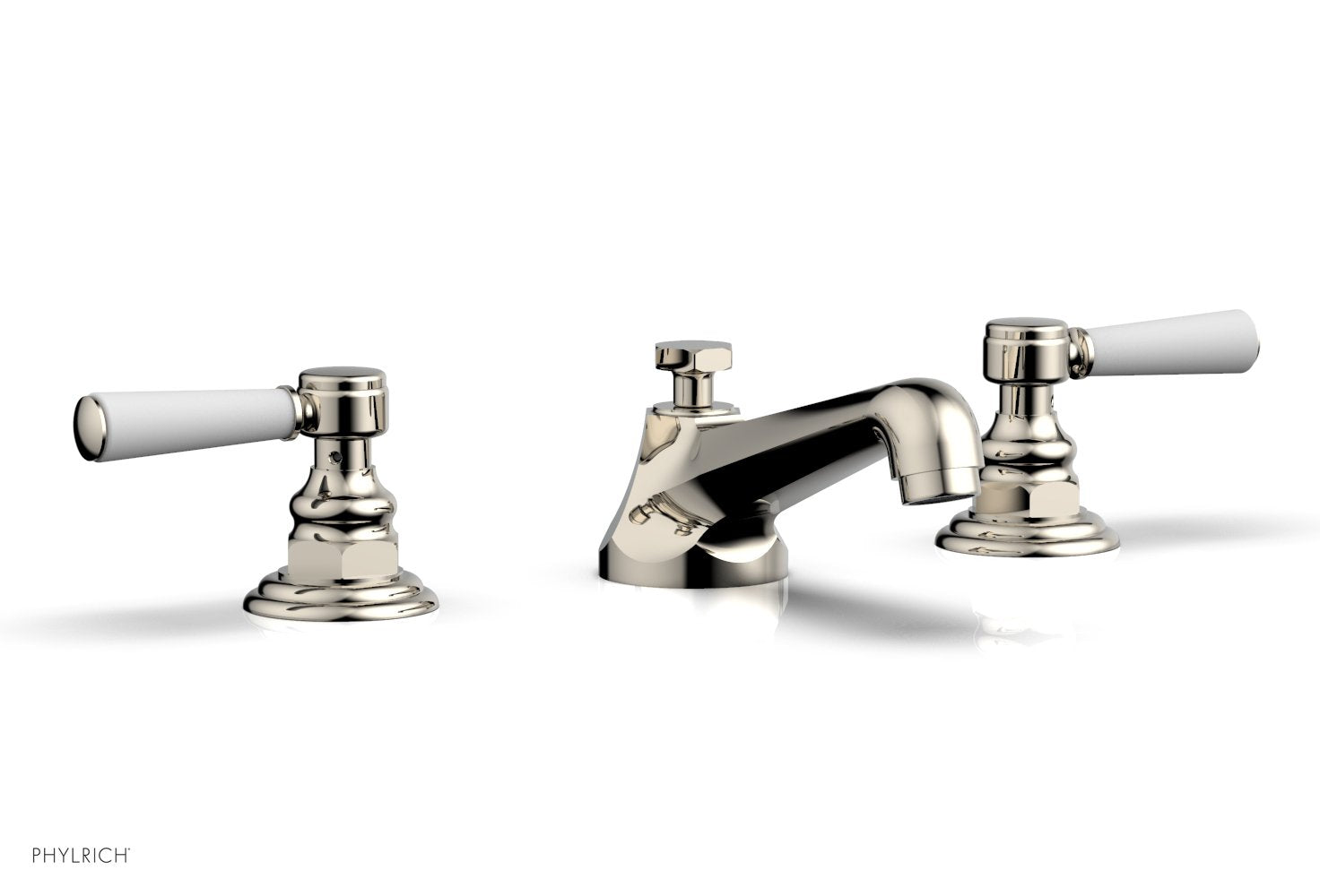 HEX TRADITIONAL Widespread Faucet - Satin White Lever Handles 500-02 — thumbnail 2