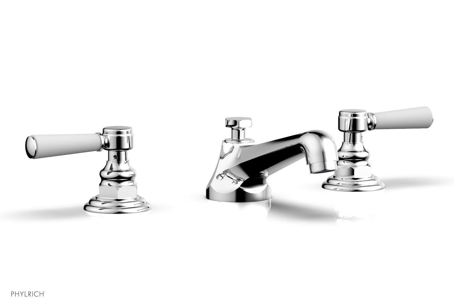 HEX TRADITIONAL Widespread Faucet - Satin White Lever Handles 500-02 — thumbnail 2