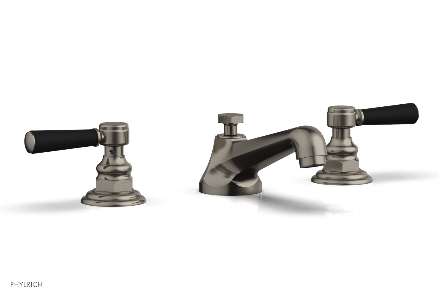 HEX TRADITIONAL Widespread Faucet - Satin Black Lever Handles 500-02