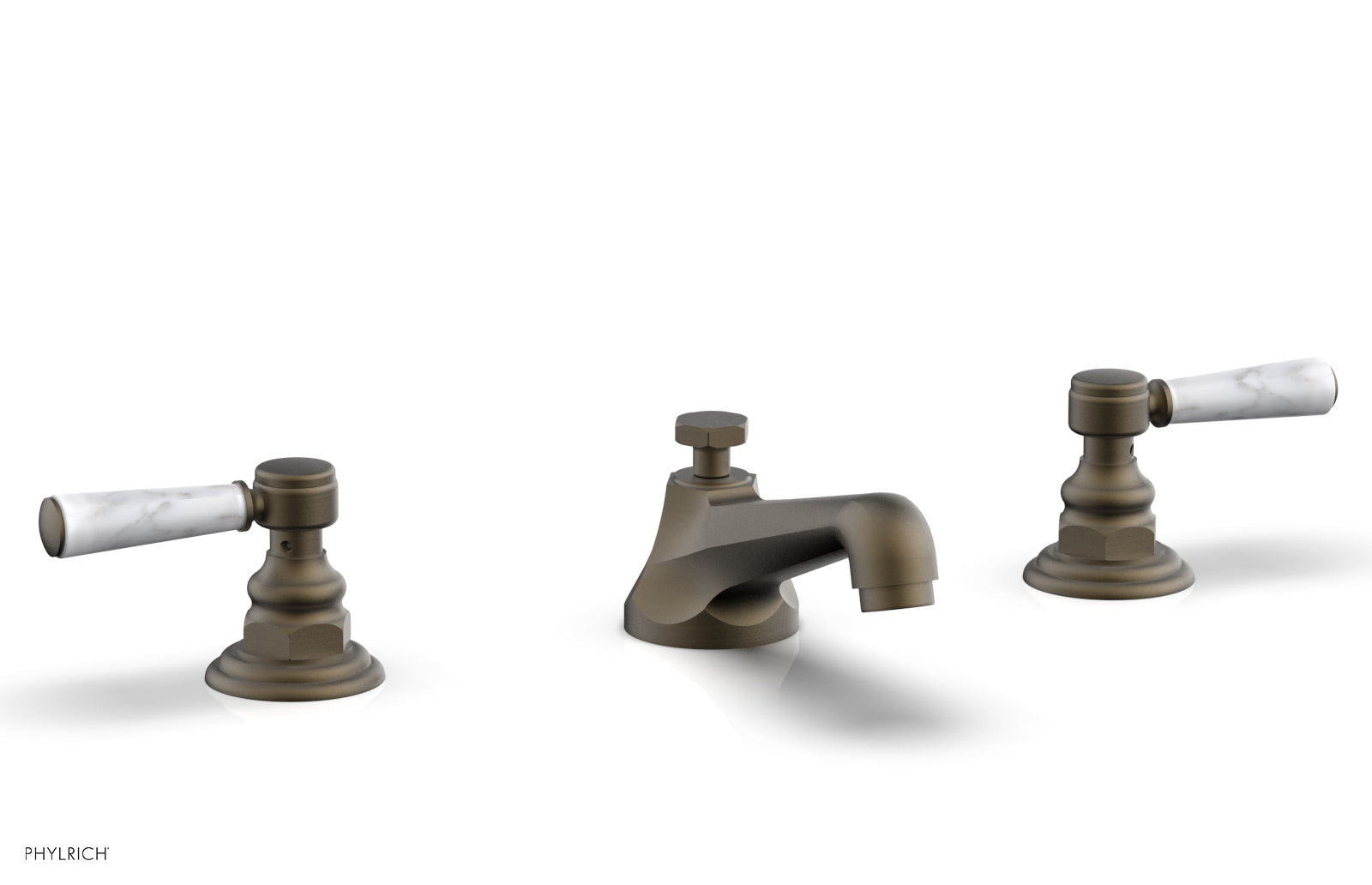 HEX TRADITIONAL Widespread Faucet - White Marble Lever Handles 500-03