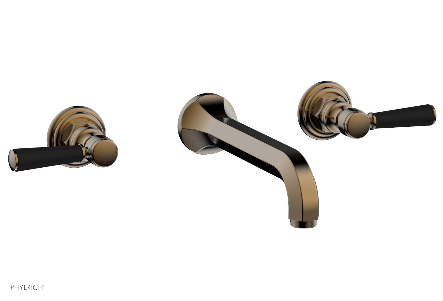 HEX TRADITIONAL Wall Lavatory Set - Satin Black Lever Handles 500-12