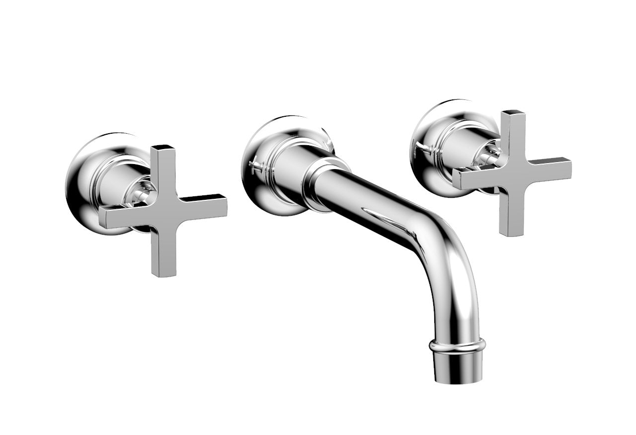 HEX MODERN Wall Lavatory Set 8 1/4" Spout - Cross Handles 501-13 — image 1