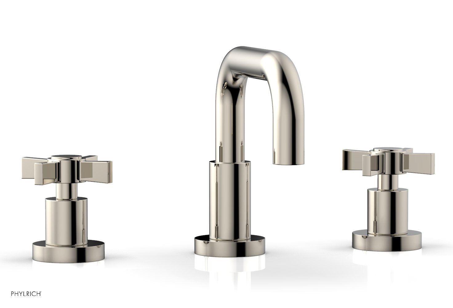 Basic Widespread Faucet, 6 3/8" High Spout, Blade Cross Handles D139