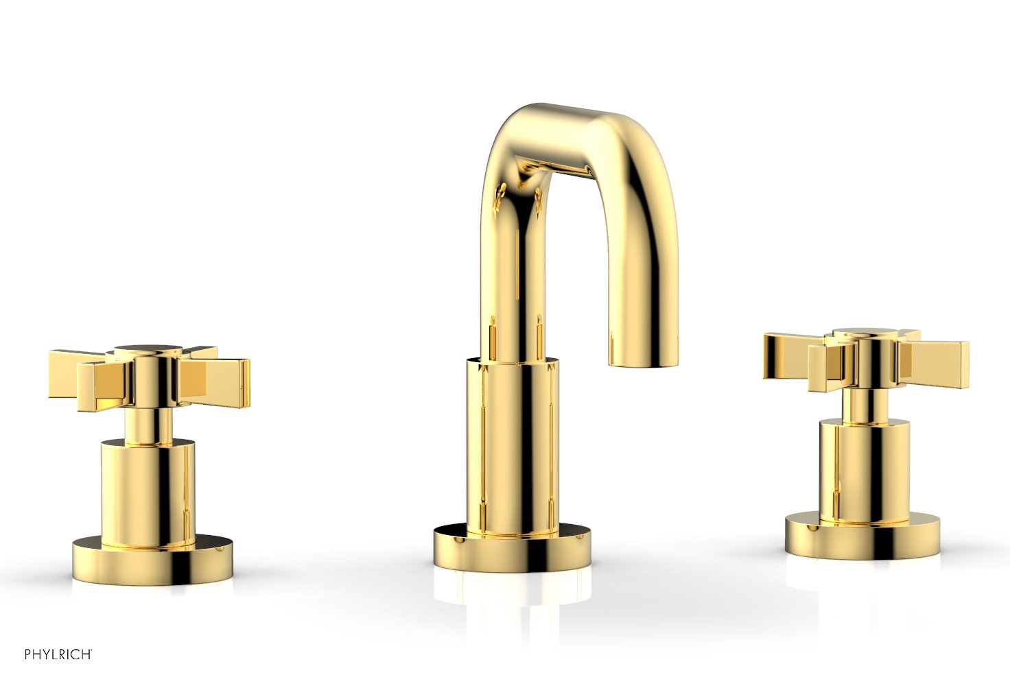 Basic Widespread Faucet, 6 3/8" High Spout, Blade Cross Handles D139