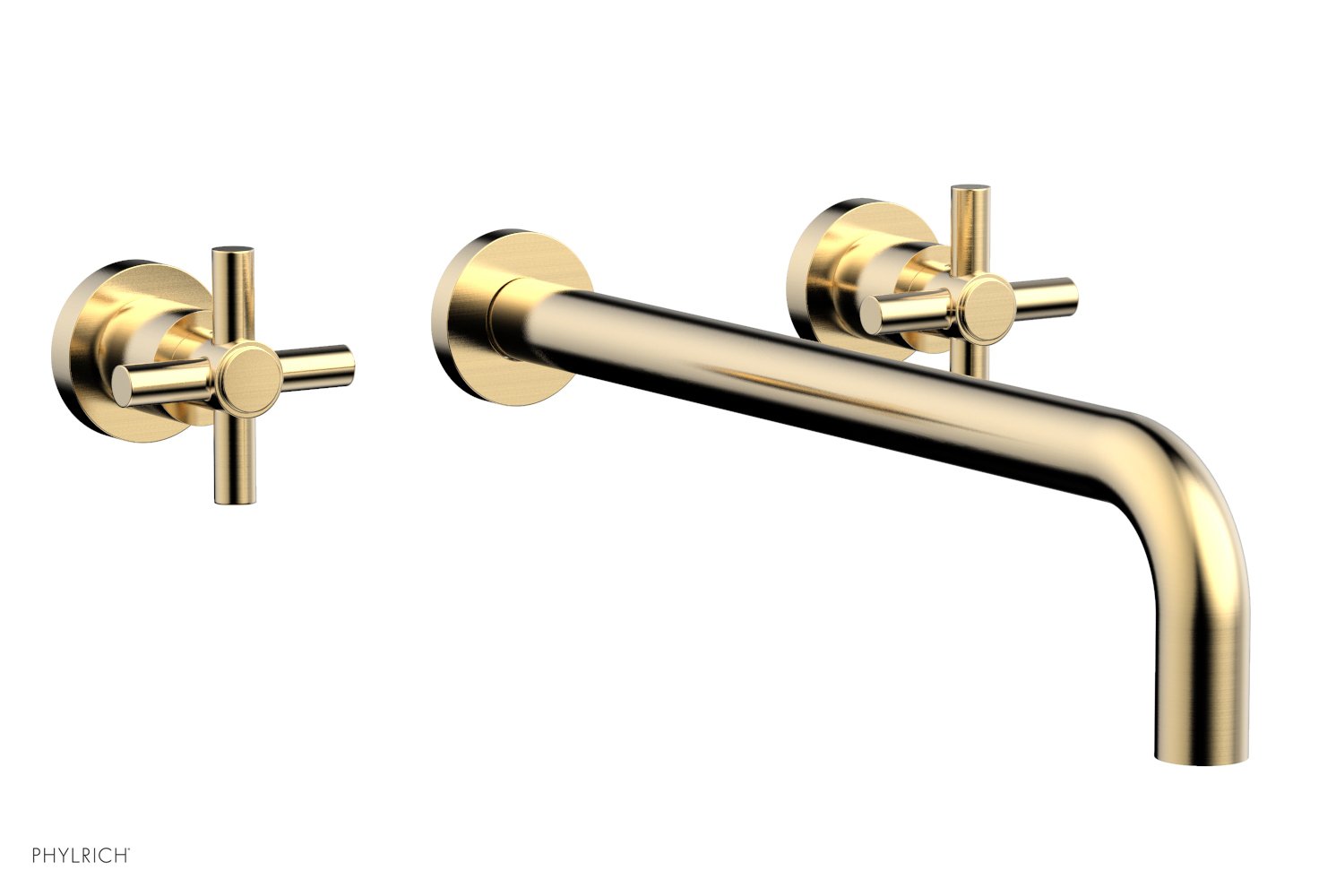 BASIC Wall Lavatory Set 14" Spout - Tubular Cross Handles DWL134-14 — thumbnail 2