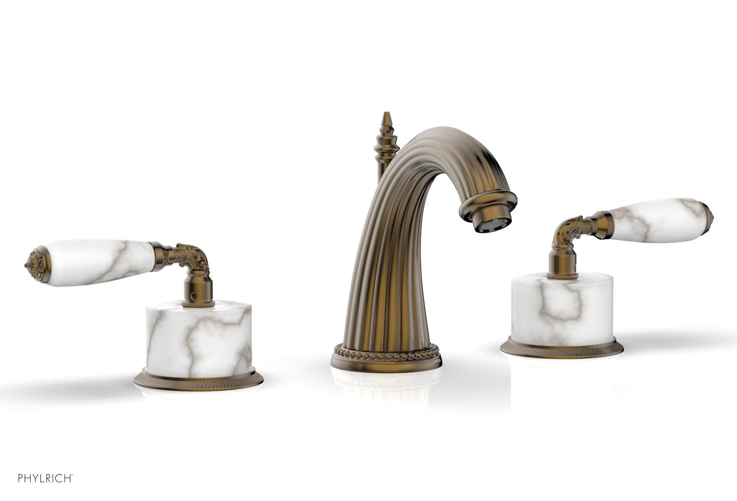 VALENCIA Widespread Faucet White Marble K338B — image 1