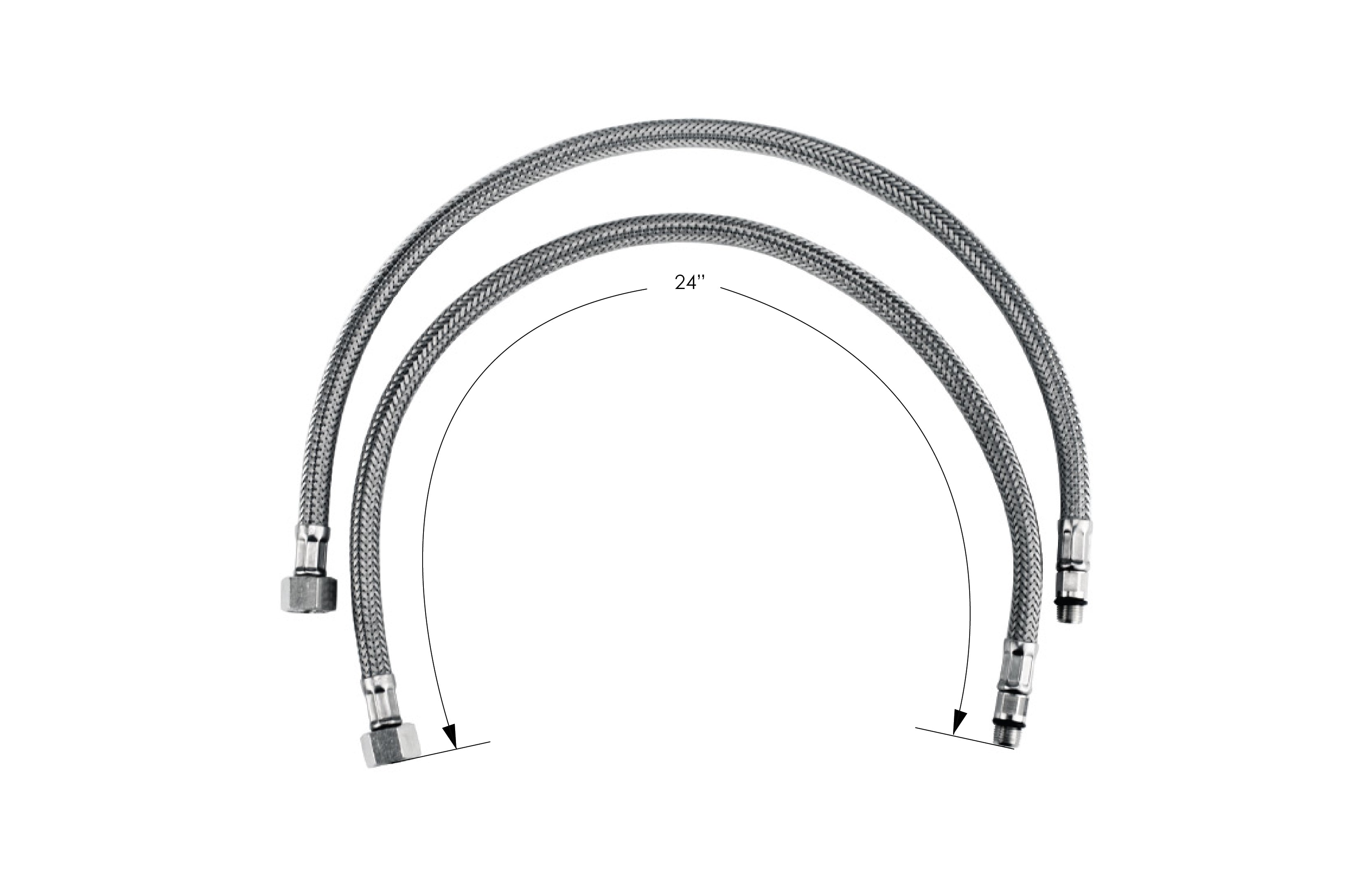 1 Pair of 24" Hoses for Single hole bar and bidet faucet Kit - VB19002