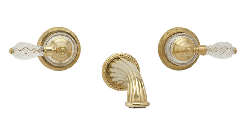 REGENT CUT CRYSTAL Wall Lavatory Set Cut Crystal Handles WL181 — image 1