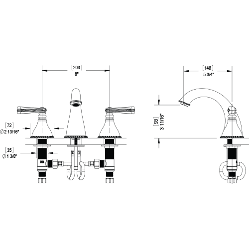 Rubinet 1AEJ Widespread Lavatory Set (Less Drain) — image 1