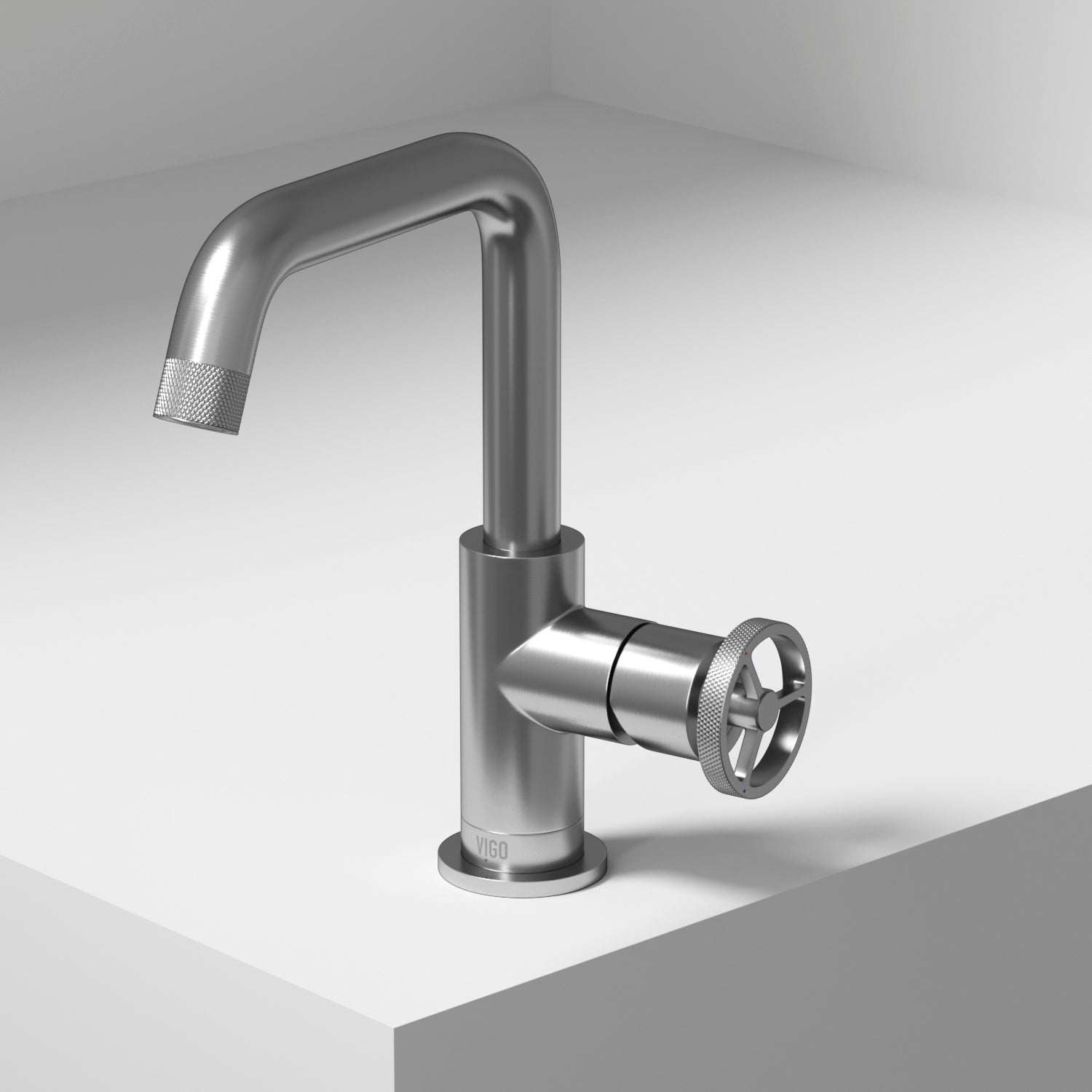 Cass Single Hole Bathroom Faucet with Knurled Wheel Handle